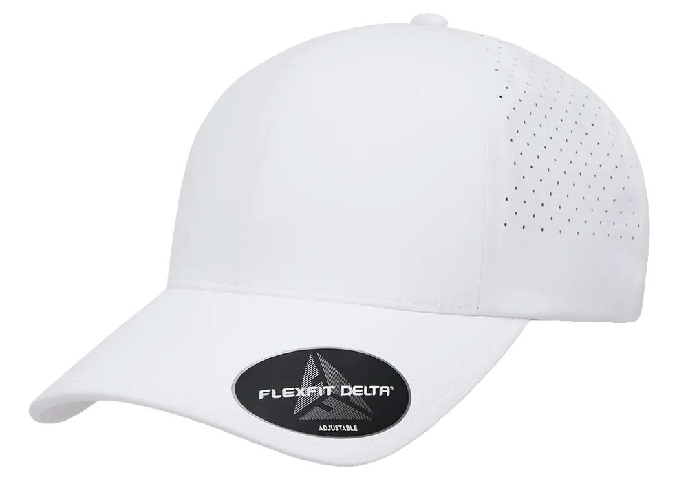 DELTA-PERF-ADJ-WHT Delta White Special Perforated Cap with Adjustable Fit