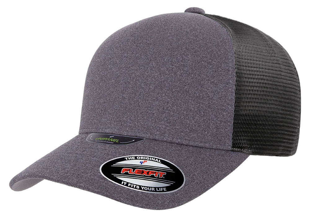 5511UP-HG/DG Unipanel Fitted Trucker Heather Grey Cap