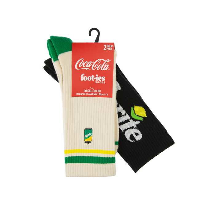 FSPR813-BOWHT-M/L - Foot-ies - Sprite 2-Pack Sneaker Socks - Off White Can & Logo Black - M/L
