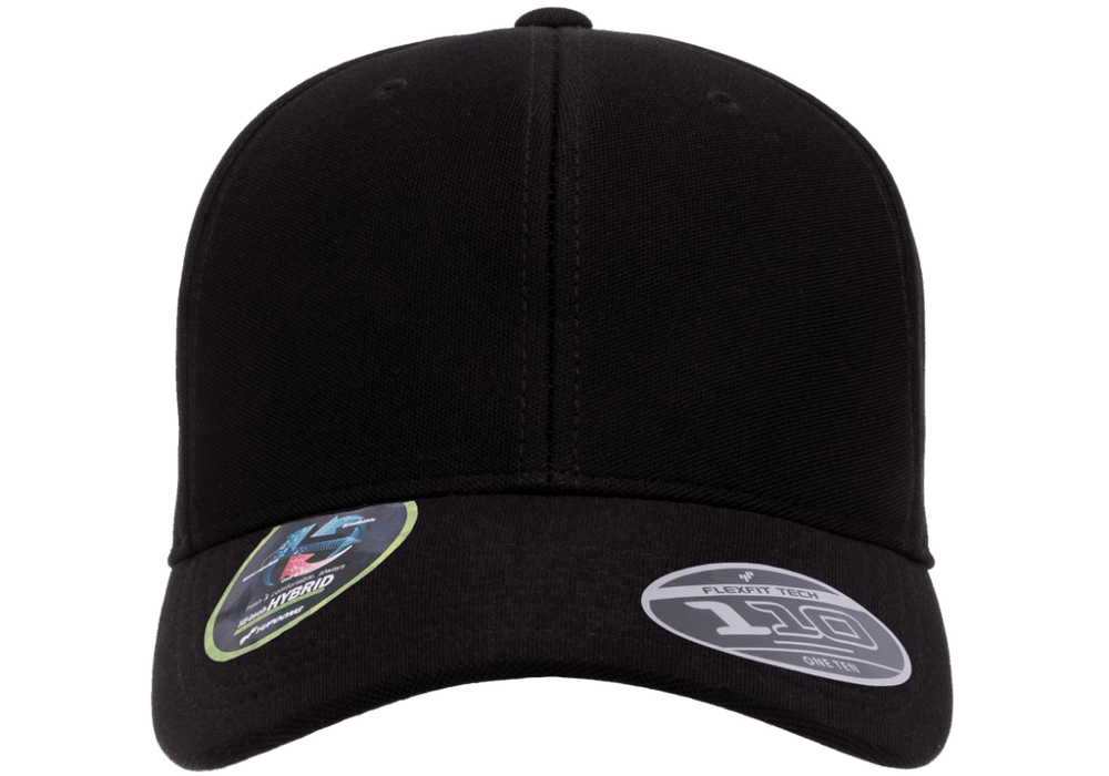 110P-BLK 110 Fit Black Cap Cool & Dry Mini Pique Adjustable Fit