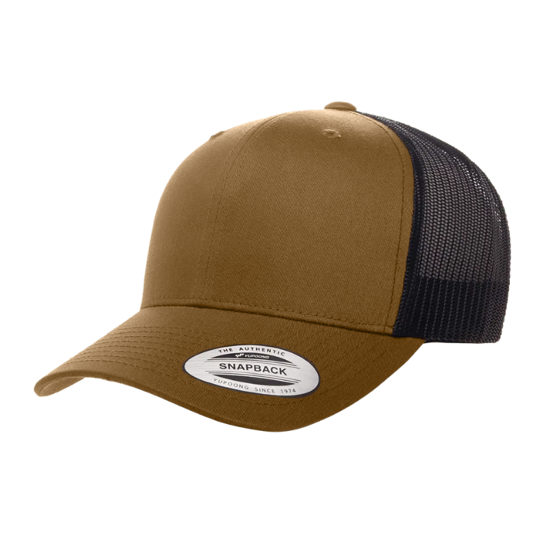 6606T-CYTB/BLK Retro Trucker Coyote Brown & Black Cap Adjustable Fit