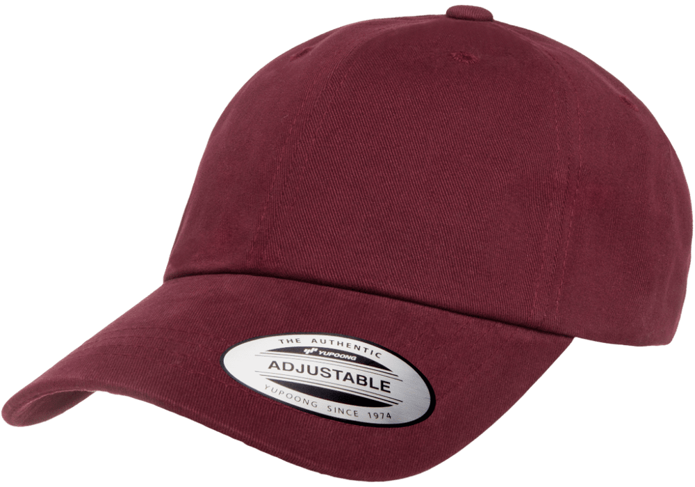 6245CM-MAROON DAD CAP WITH FABRIC BACK STRAP / BRASS CLASP