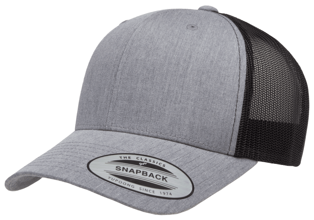 6606T-HG/BLK Retro Trucker Heather Grey & Black Cap Adjustable Fit
