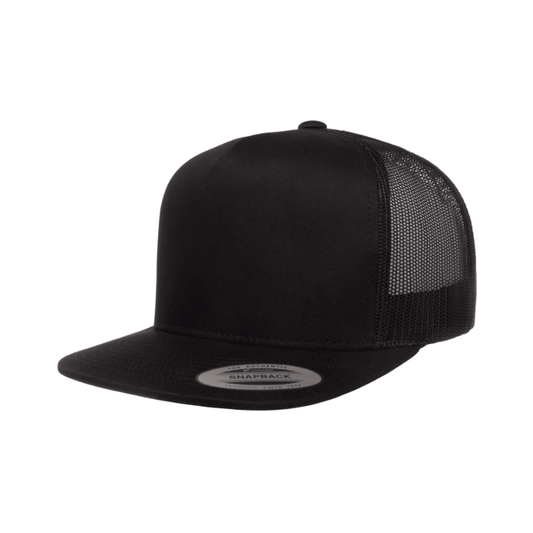 6006-BLK Classic Trucker Black Cap Adjustable Fit