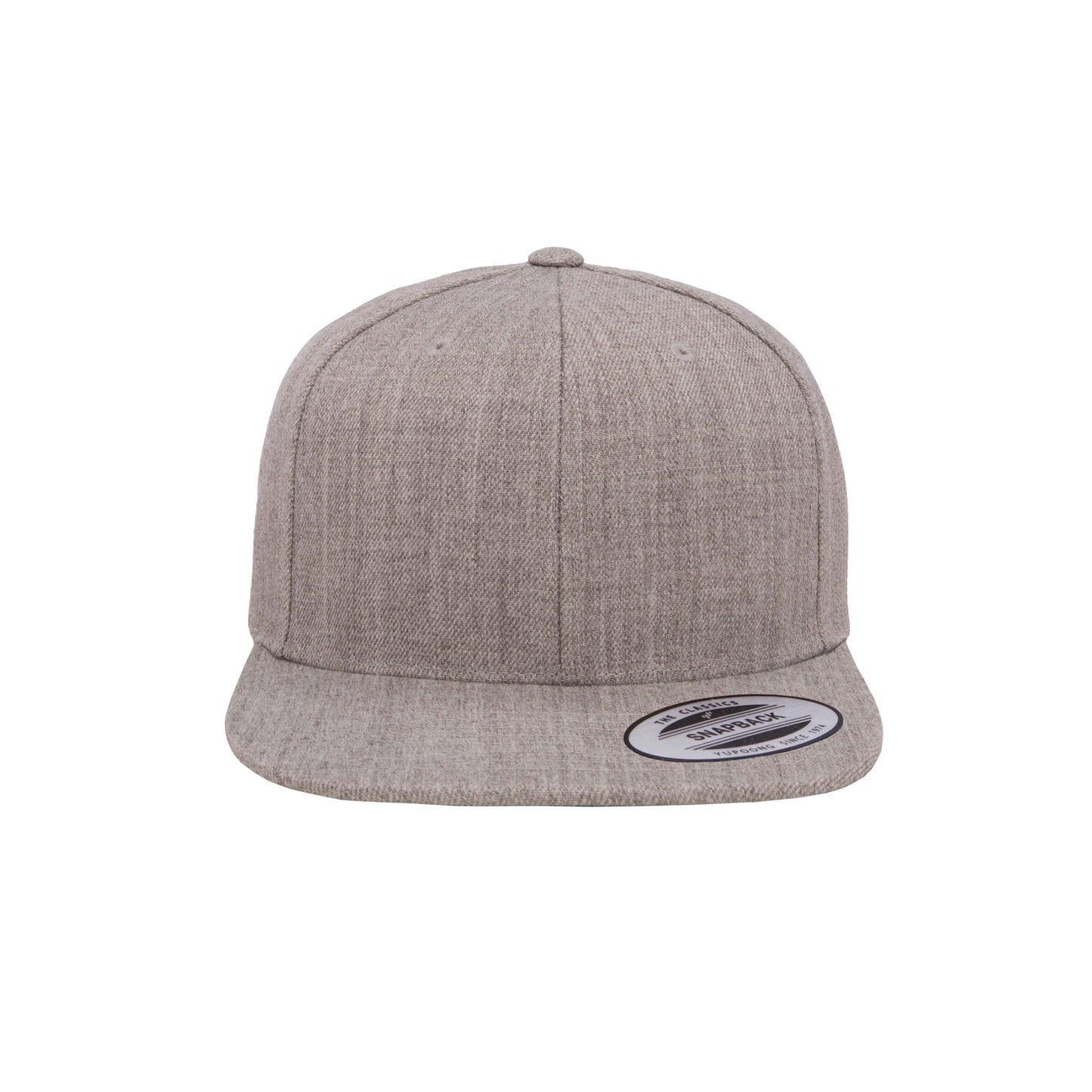 6089M-HG Classic Snapback Heather Grey Flat Peak Cap Adjustable Fit