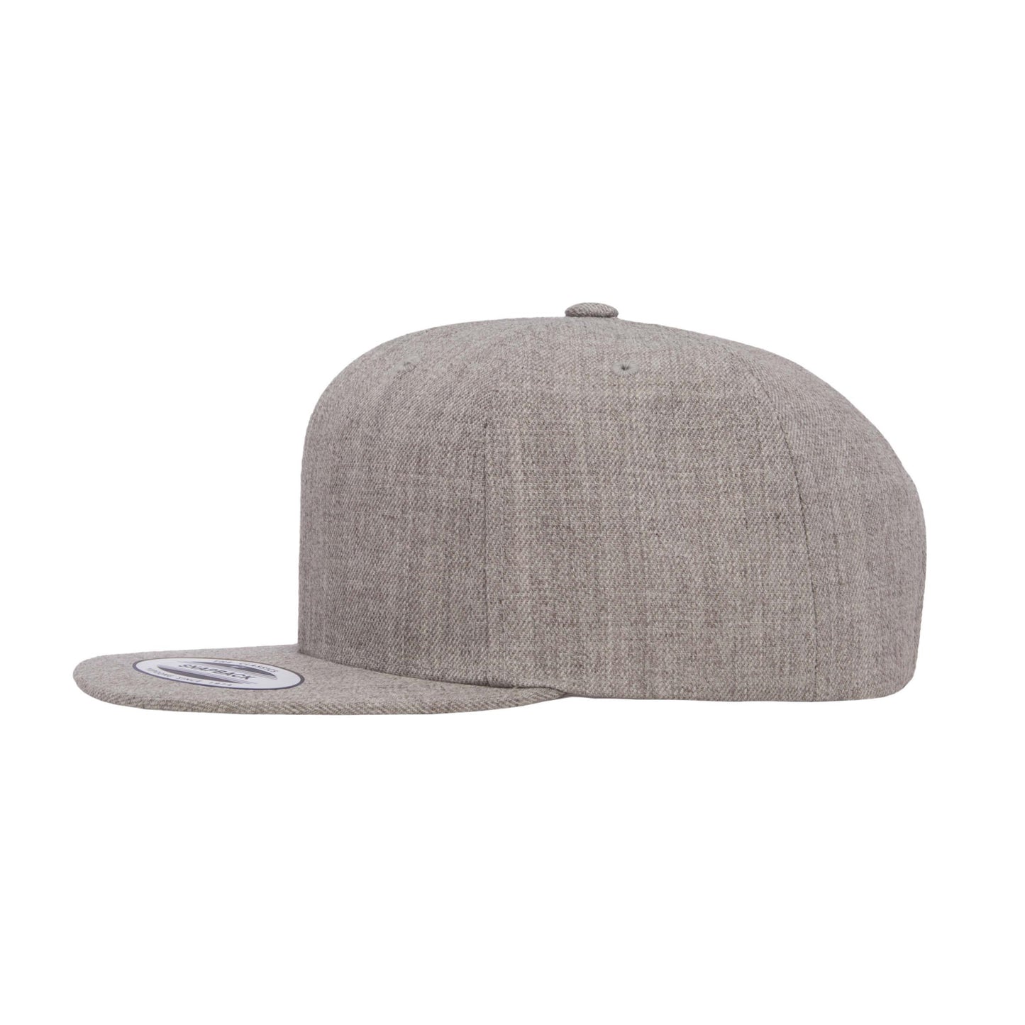 6089M-HG Classic Snapback Heather Grey Flat Peak Cap Adjustable Fit