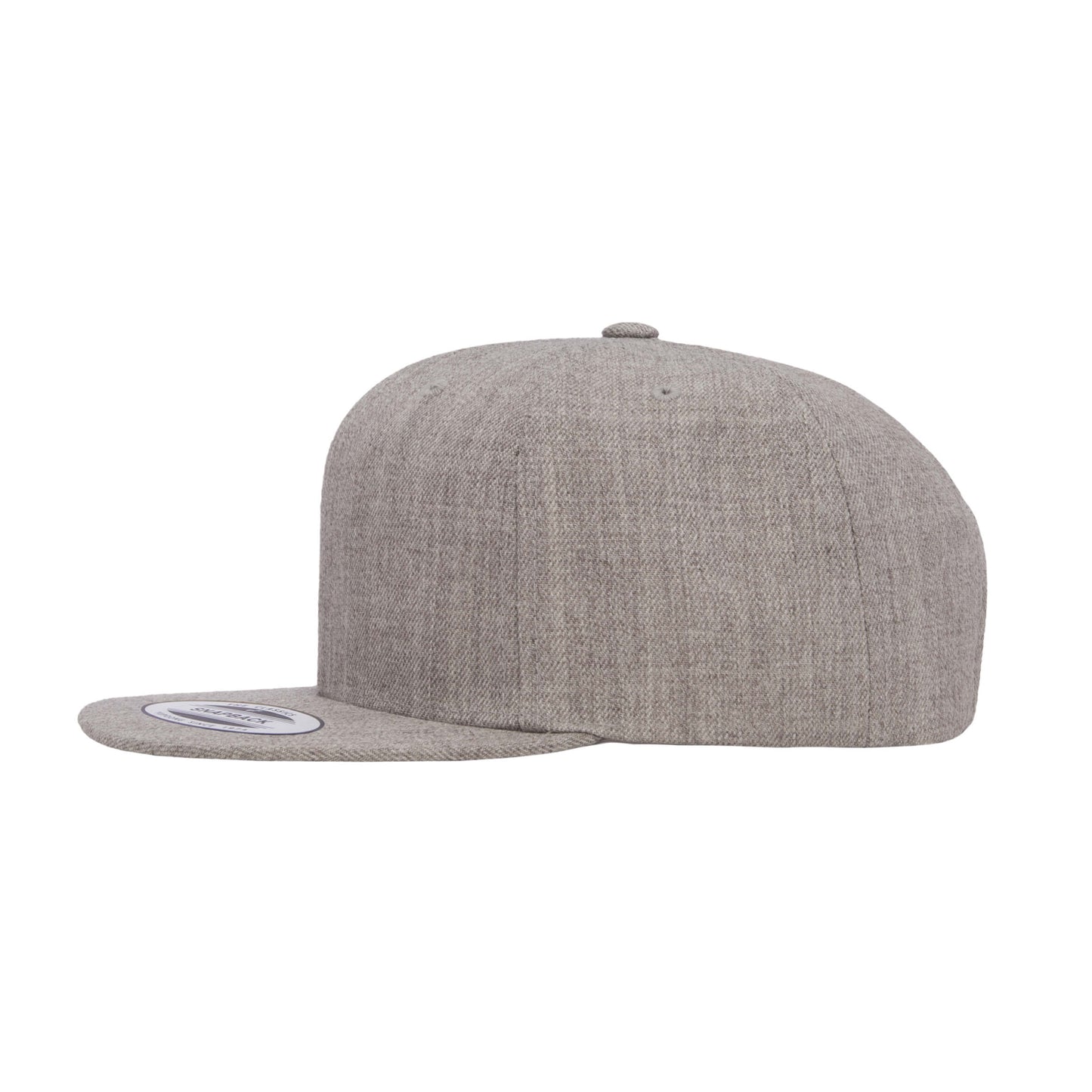 6089M-HG Classic Snapback Heather Grey Flat Peak Cap Adjustable Fit