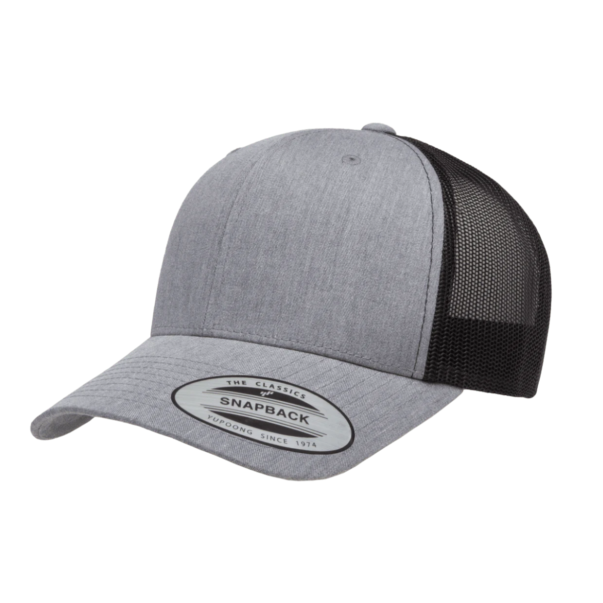 6606T-HG/BLK Retro Trucker Heather Grey & Black Cap Adjustable Fit