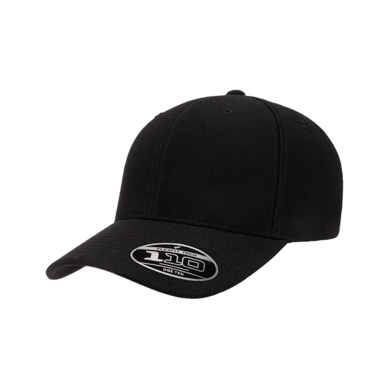 110P-BLK 110 Fit Black Cap Cool & Dry Mini Pique Adjustable Fit