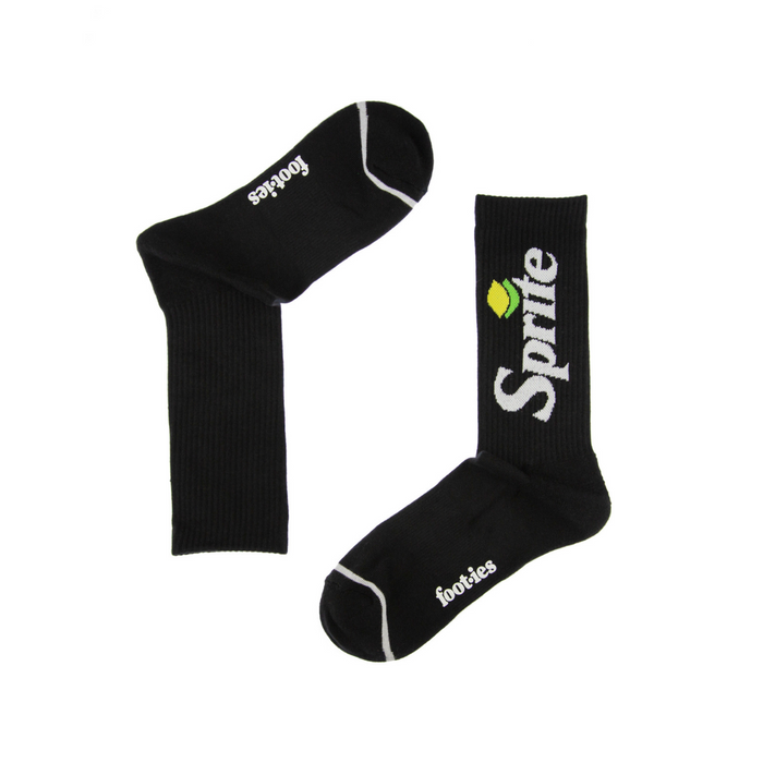 FSPR813-BOWHT-M/L - Foot-ies - Sprite 2-Pack Sneaker Socks - Off White Can & Logo Black - M/L