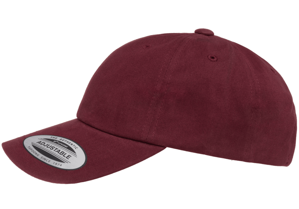 6245CM-MAROON DAD CAP WITH FABRIC BACK STRAP / BRASS CLASP