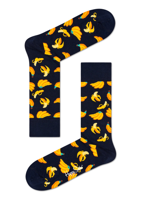 Black Sock With Yellow Banana' s Adult Sock Size (36-40)
