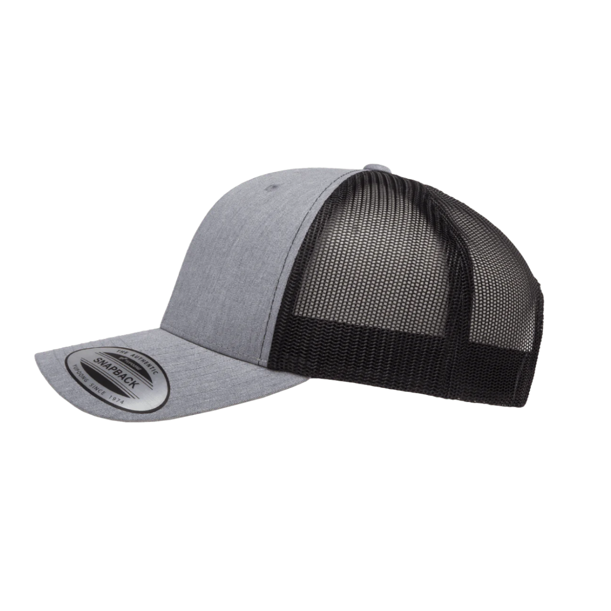 6606T-HG/BLK Retro Trucker Heather Grey & Black Cap Adjustable Fit