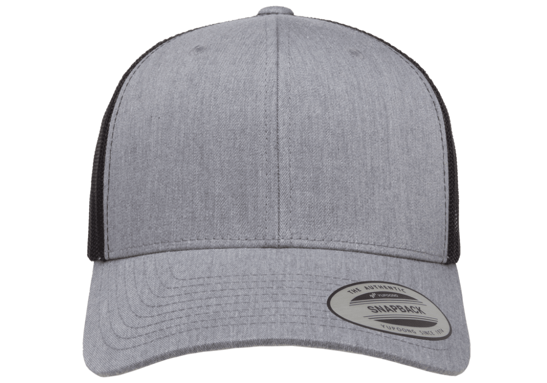 6606T-HG/BLK Retro Trucker Heather Grey & Black Cap Adjustable Fit