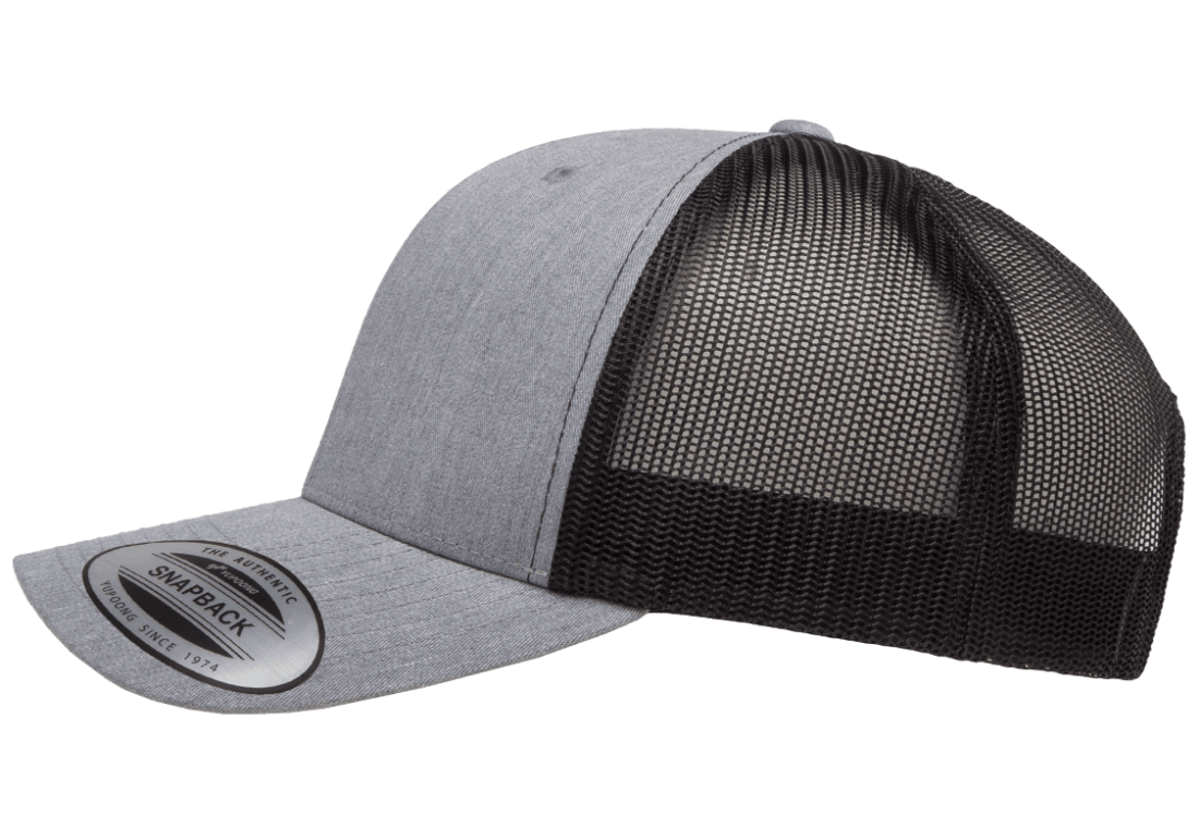 6606T-HG/BLK Retro Trucker Heather Grey & Black Cap Adjustable Fit