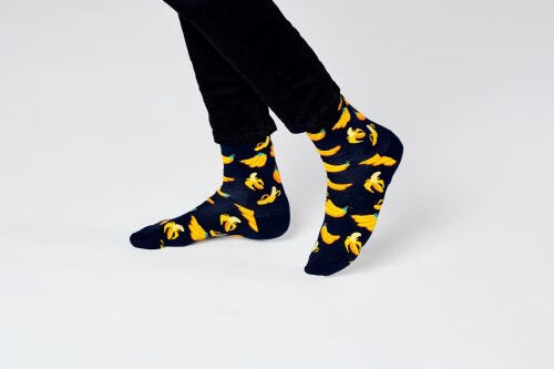 Black Sock With Yellow Banana's Adult Sock Size (41-46)