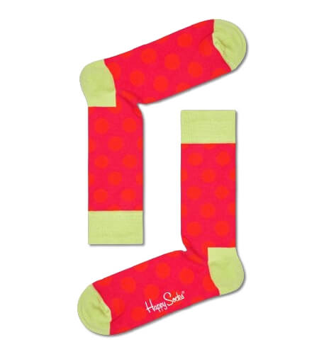 Happy Socks Big Pink Dots With Green Accents Adult Sock  Size  (36-40)