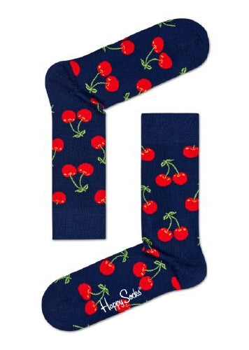 Dark Navy  Sock With Red Cherry's Adult Sock Size (41-46)