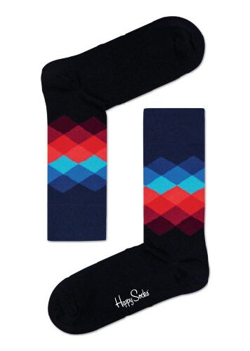 Black Sock With Faded Colour Diamond Adult Sock Size (41-46)