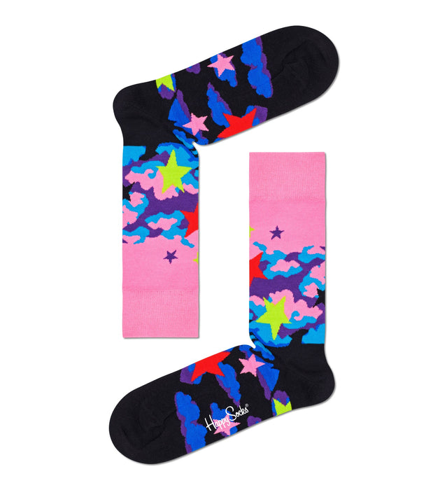 Colourful Pink and Blue Coluds With Stars Adult Socks Size (41-46)