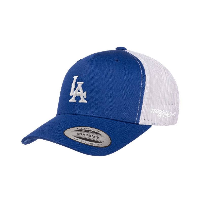 Flexfit Royal Blue & White Retro LA Trucker Snapback Cap
