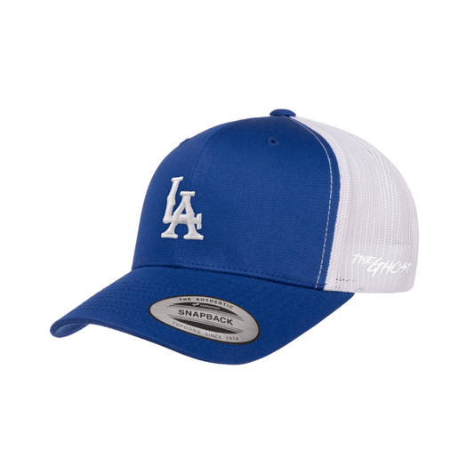 Flexfit Royal Blue & White Retro LA Trucker Snapback Cap