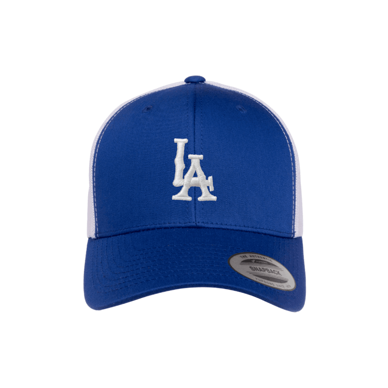 Flexfit Royal Blue & White Retro LA Trucker Snapback Cap