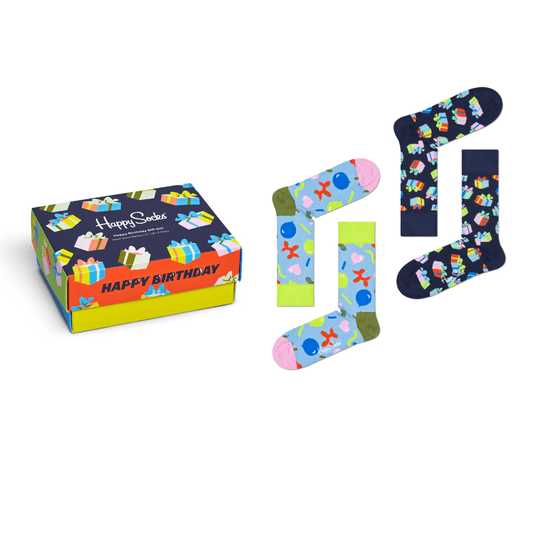 2-Pack Happy Birthday Socks Gift Set Adult Size (41-46)