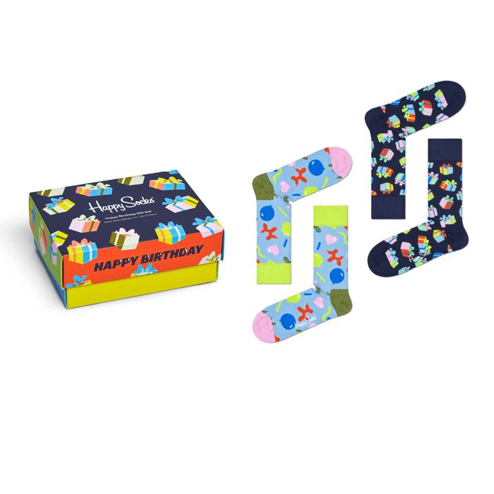 2-Pack Happy Birthday Socks Gift Set Adult Size (36-40)