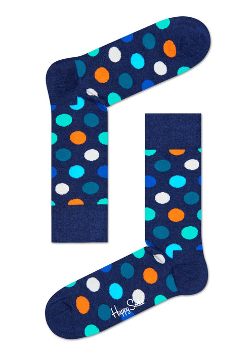Happy Socks Dark Navy Sock With Big Colourful Dots Adult Sock Size (41-46)