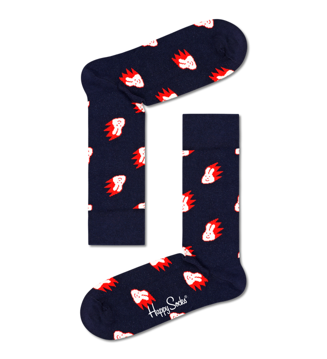 Hapy Socks Black Sock With White Bunny Face's Adult Sock Size (41-46)