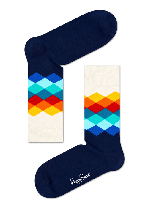 Happy Socks Faded Colour Diamond Adult Sock Size (41-46)