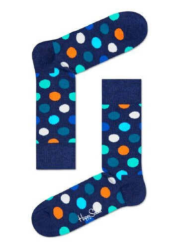 Dark Navy Sock With Big Colourful Dots Adult Sock Size (41-46)