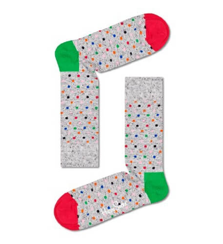 Happy Socks Grey Sock With Mini Colourful Dot's Adult Socks Size (41-46)