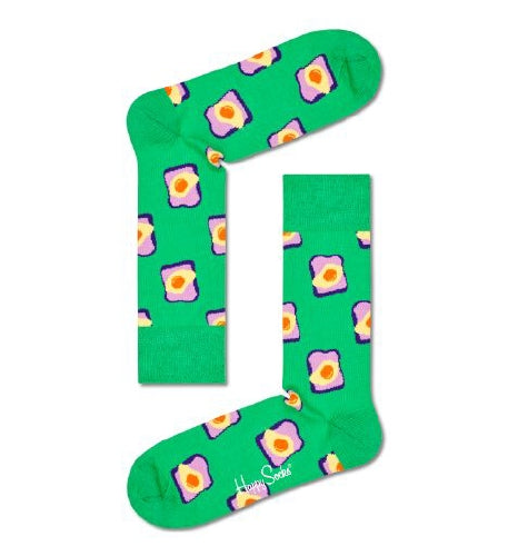 Green Sock With Toast and Egg Adult Sock Size (41-46)