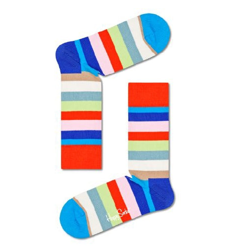 White Sock Wth Light Bright Colourful Stripe's Adult Sock Size (41-46)