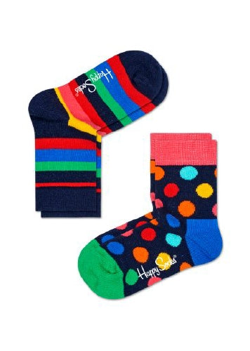 Happy Socks Kids 2-Pack Stripe Socks (4-6Y)