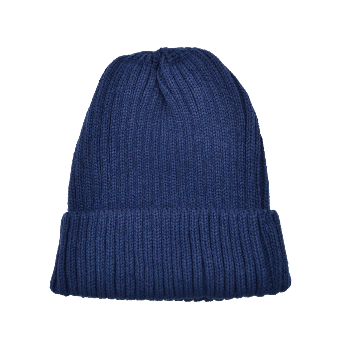 Knitted Ribbed Navy Beanie